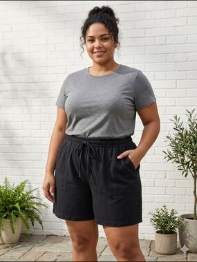 Style & Co Women's Plus‎ Coastal Casual Drawstring Pull On Shorts